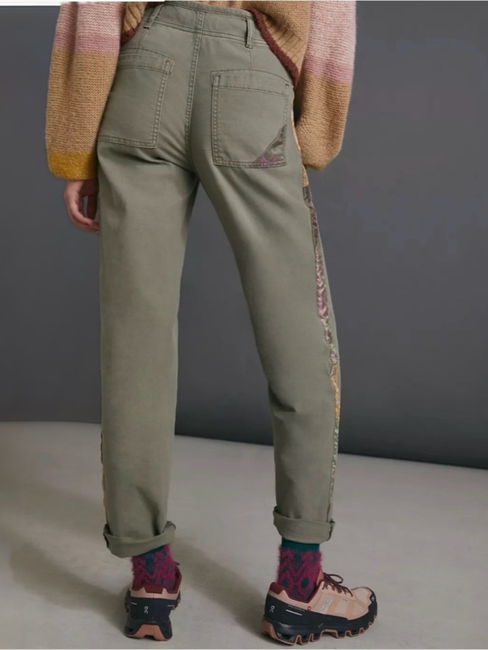 Anthropologie The Wanderer Green Button Front Utility Embellished Pants Size 26 - Picture 2 of 15